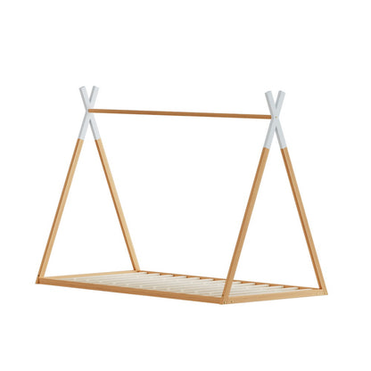 Bed Frame Wooden Kids House Single Frame Oak Enid