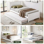 Single Bed Frame Trundle Solid Pine White | HomeAndLiving