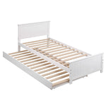 Single Bed Frame Trundle Solid Pine White | HomeAndLiving