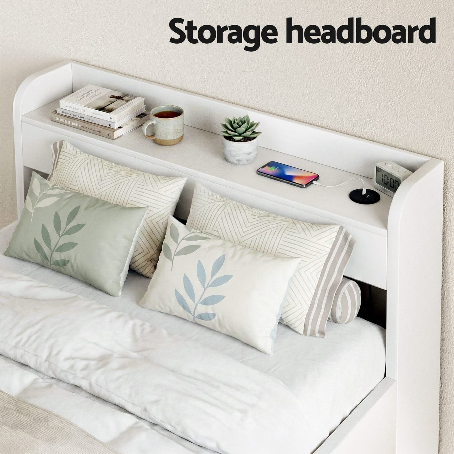 King Single Bed Frame With Storage 211x96x70cm