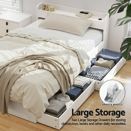 King Single Bed Frame With Storage 211x96x70cm