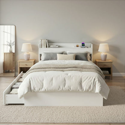 King Single Bed Frame With Storage 211x96x70cm