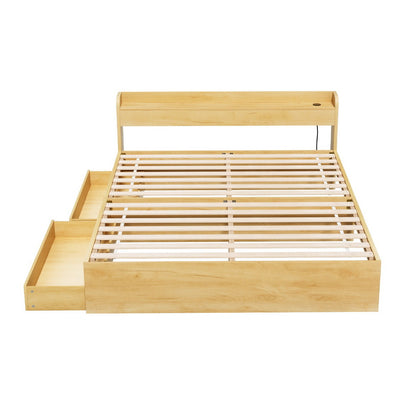 Artiss Bed Frame Double Size with Charging Ports and 2 Drawers AURA