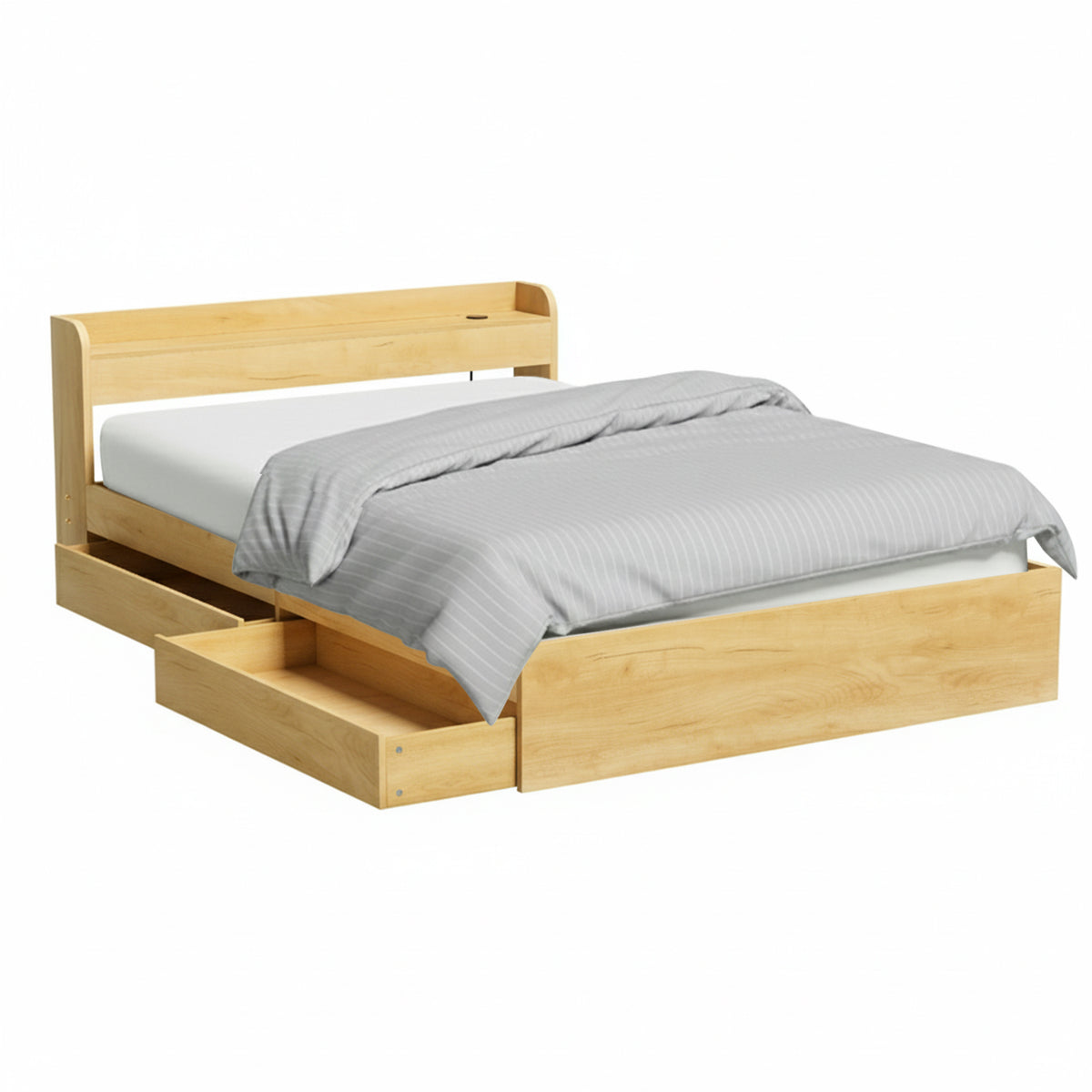 Artiss Bed Frame Double Size with Charging Ports and 2 Drawers AURA