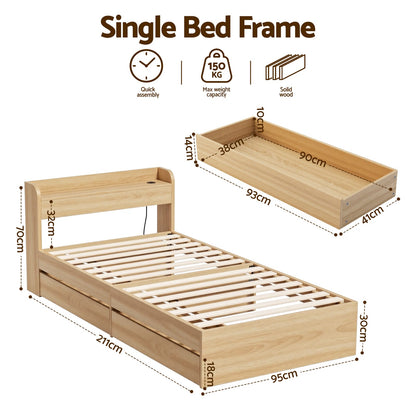 Single Bed Frame Storage 211x95x70cm