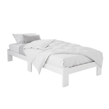 Bed Frame King Single Size Wooden White Jade