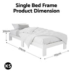 Bed Frame King Single Size Wooden White Jade