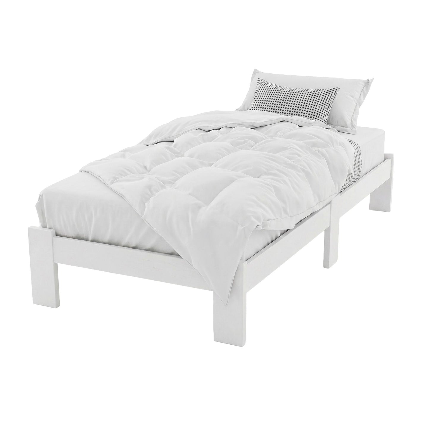 Bed Frame King Single Size Wooden White Jade