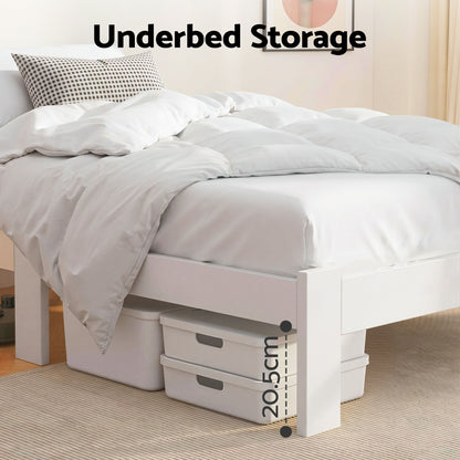 Bed Frame King Single Size Wooden White Jade
