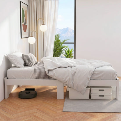 Bed Frame King Single Size Wooden White Jade