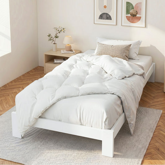 Bed Frame King Single Size Wooden White Jade