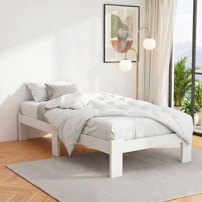 Bed Frame King Single Size Wooden White Jade