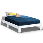 Bed Frame Single Size Wooden White Jade