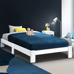 Bed Frame Single Size Wooden White Jade
