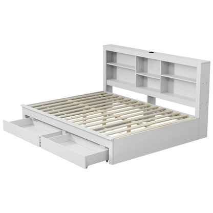 Double Bed Frame Storage Headboard Drawers | HomeAndLiving