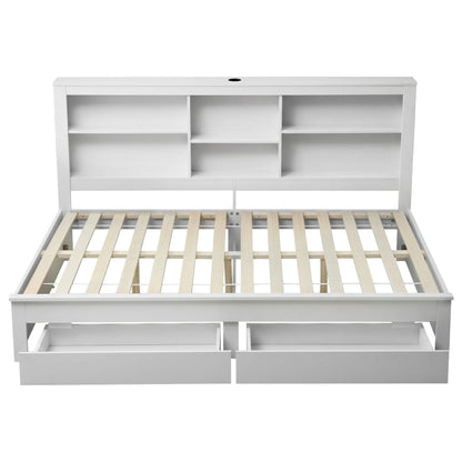 Double Bed Frame Storage Headboard Drawers | HomeAndLiving