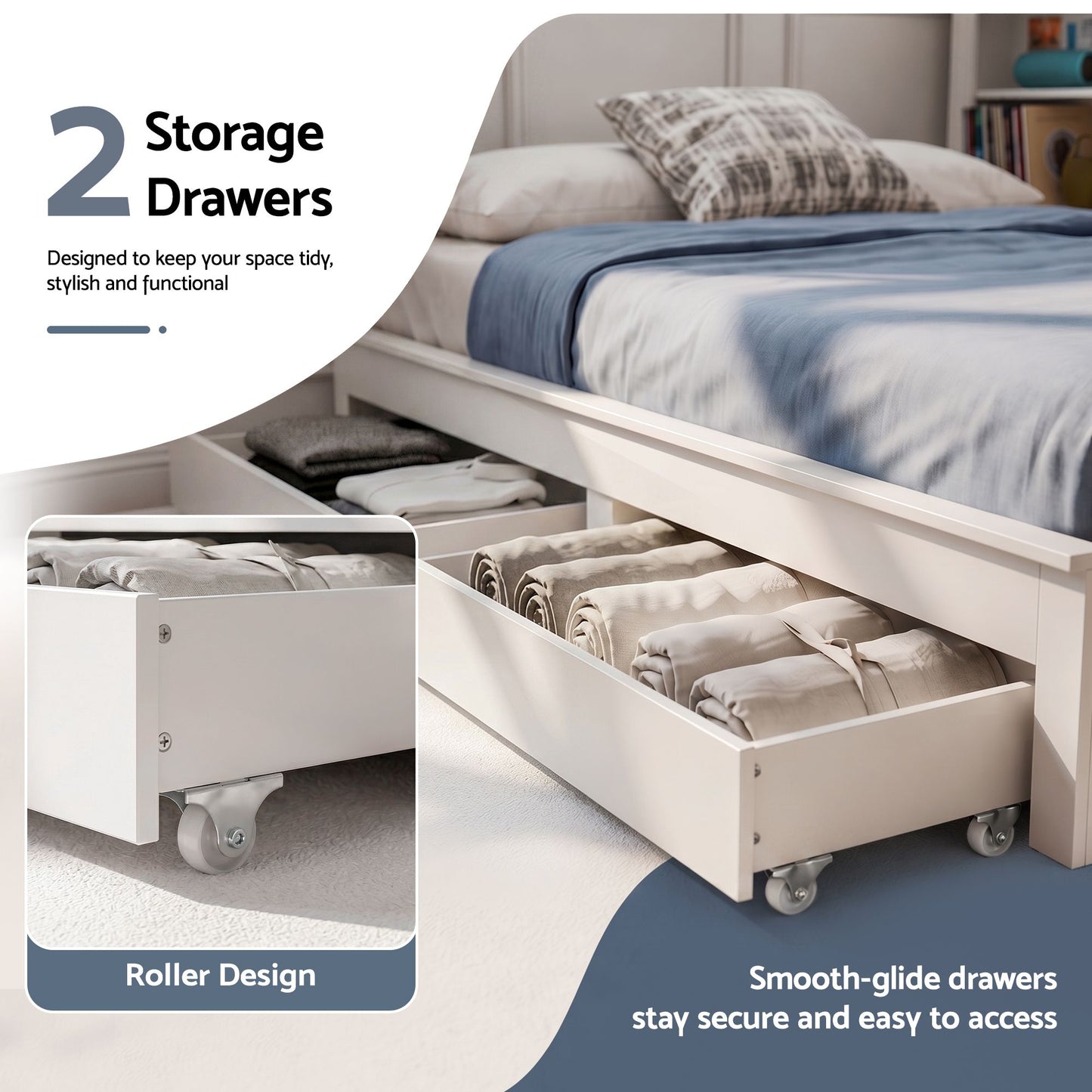 Double Bed Frame Storage Headboard Drawers | HomeAndLiving