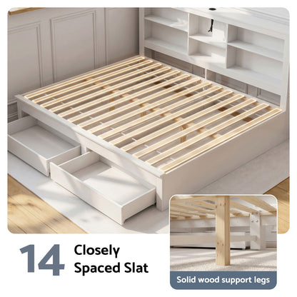 Double Bed Frame Storage Headboard Drawers | HomeAndLiving