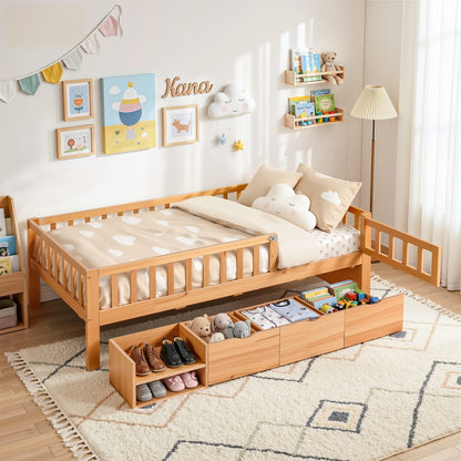 Kids Single Bed Frame Storage 195x97x62cm