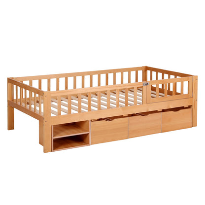 Kids Single Bed Frame Storage 195x97x62cm