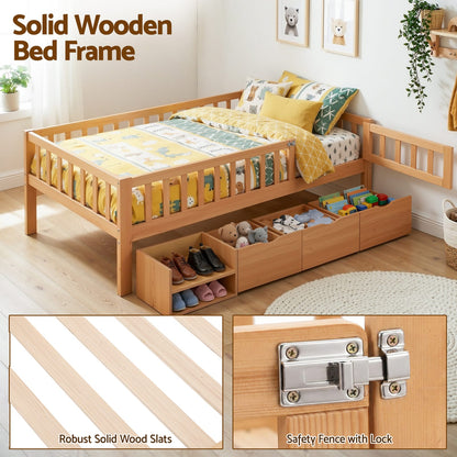 Kids Single Bed Frame Storage 195x97x62cm