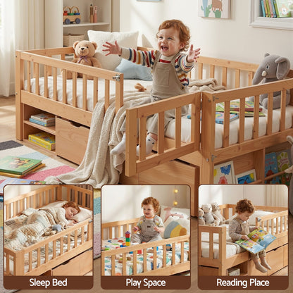 Kids Single Bed Frame Storage 195x97x62cm