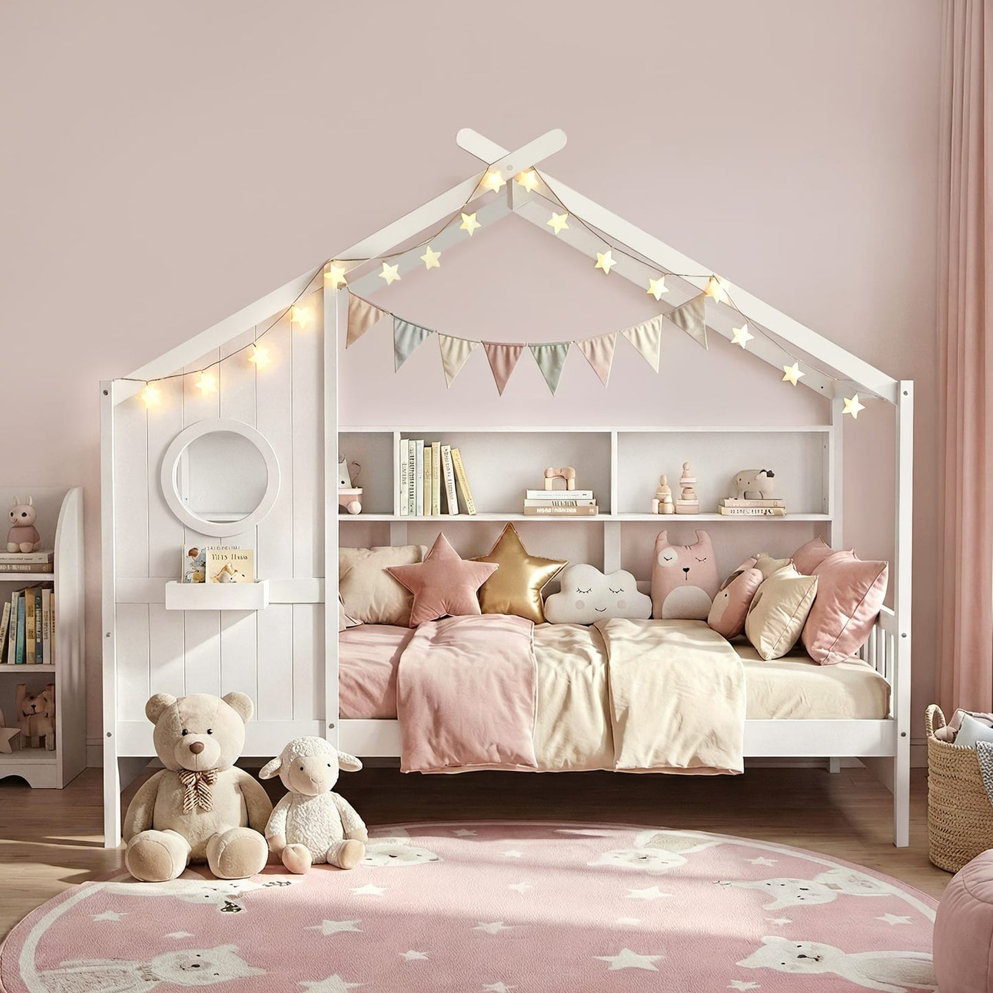 Kids Single Bed Frame White 195x99x170cm