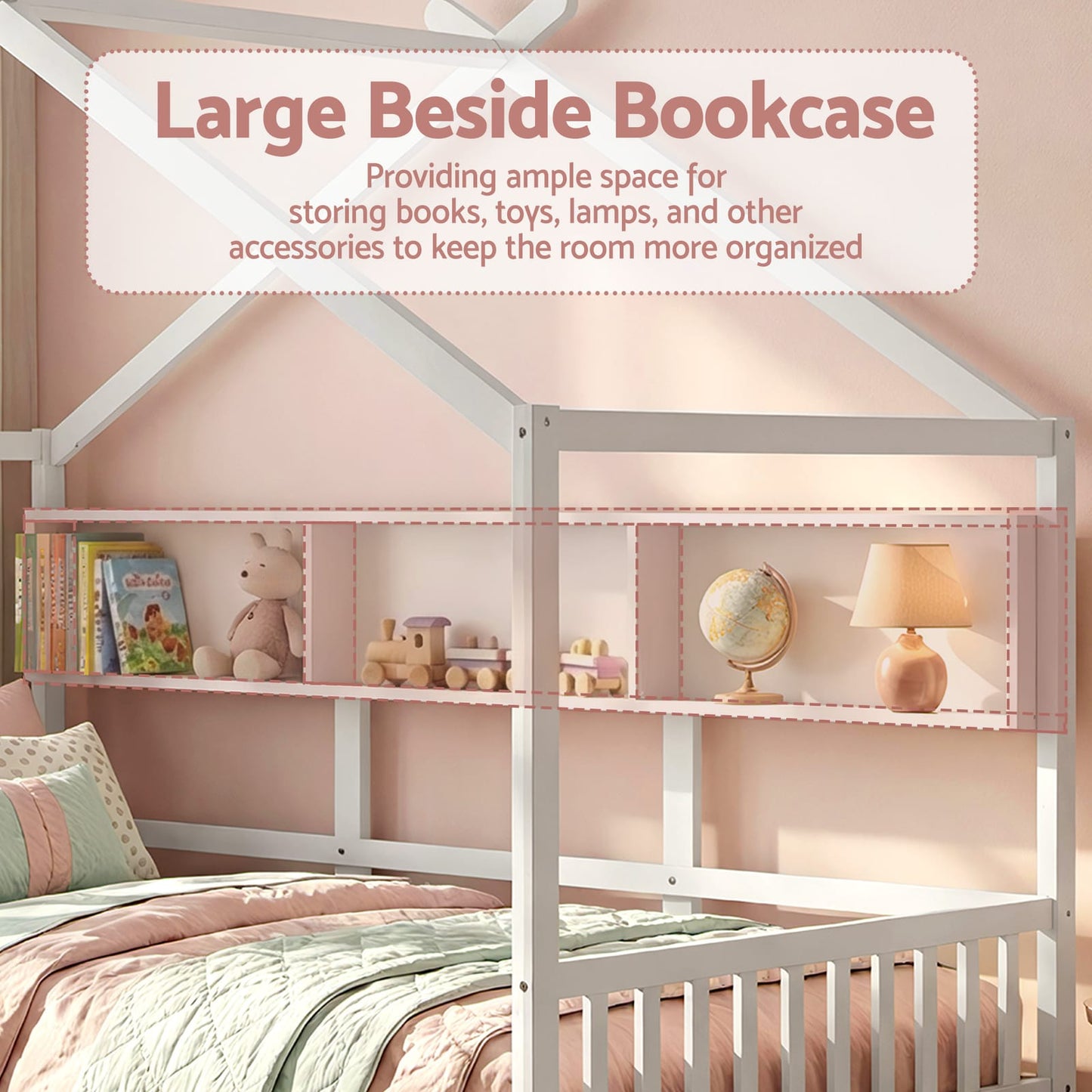 Kids Single Bed Frame White 195x99x170cm