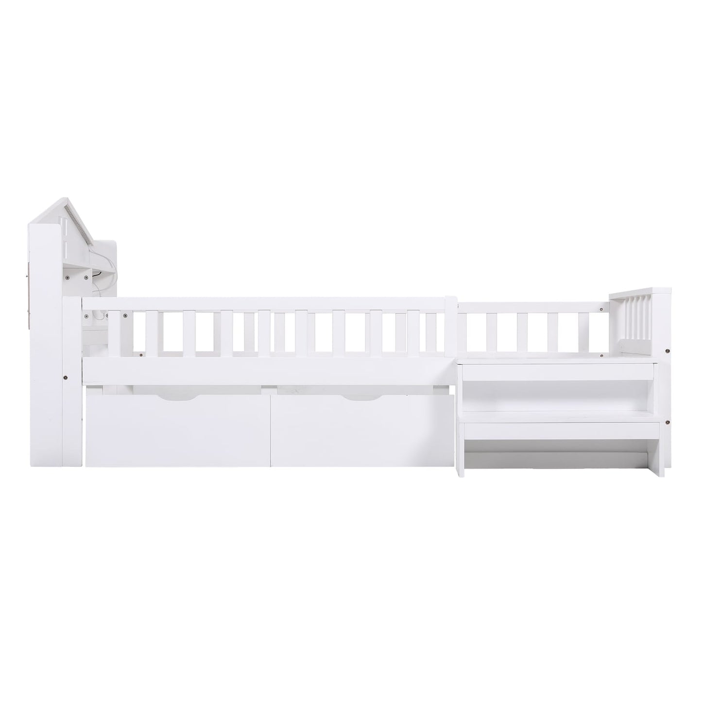 Single Bed Frame Storage White 202x97x89cm