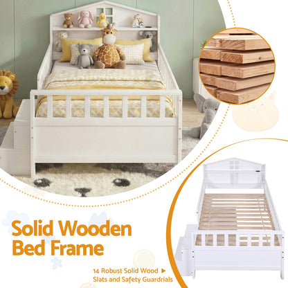 Single Bed Frame Storage White 202x97x89cm