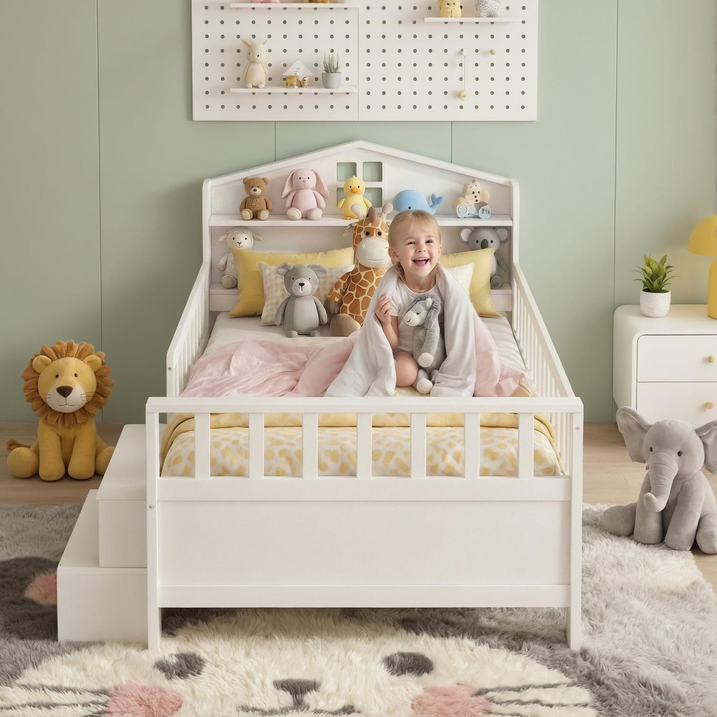 Single Bed Frame Storage White 202x97x89cm