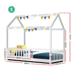 Bed Frame Wooden Kids House Frame White Rock