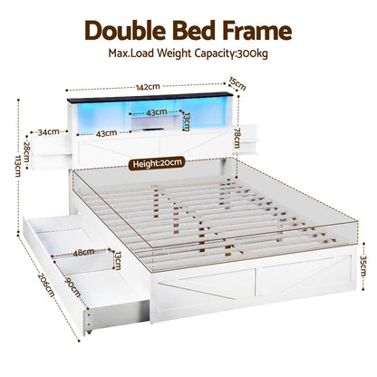 Double Bed Frame Storage 142x206x113cm