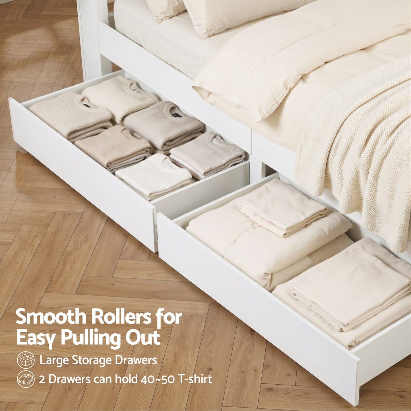 Double Bed Frame Storage 142x206x113cm