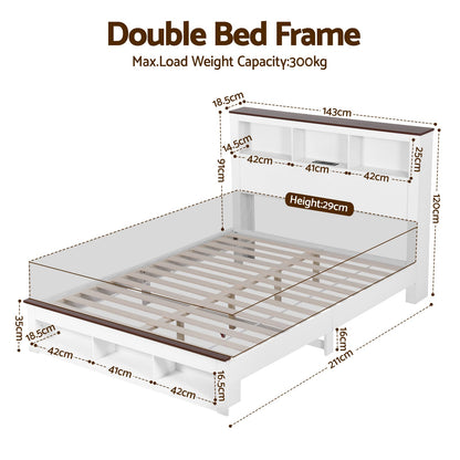 Double Bed Frame Storage 211x143x120cm