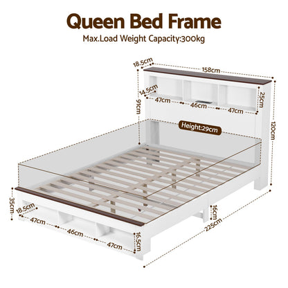 Queen Bed Frame Storage 225x158x120cm