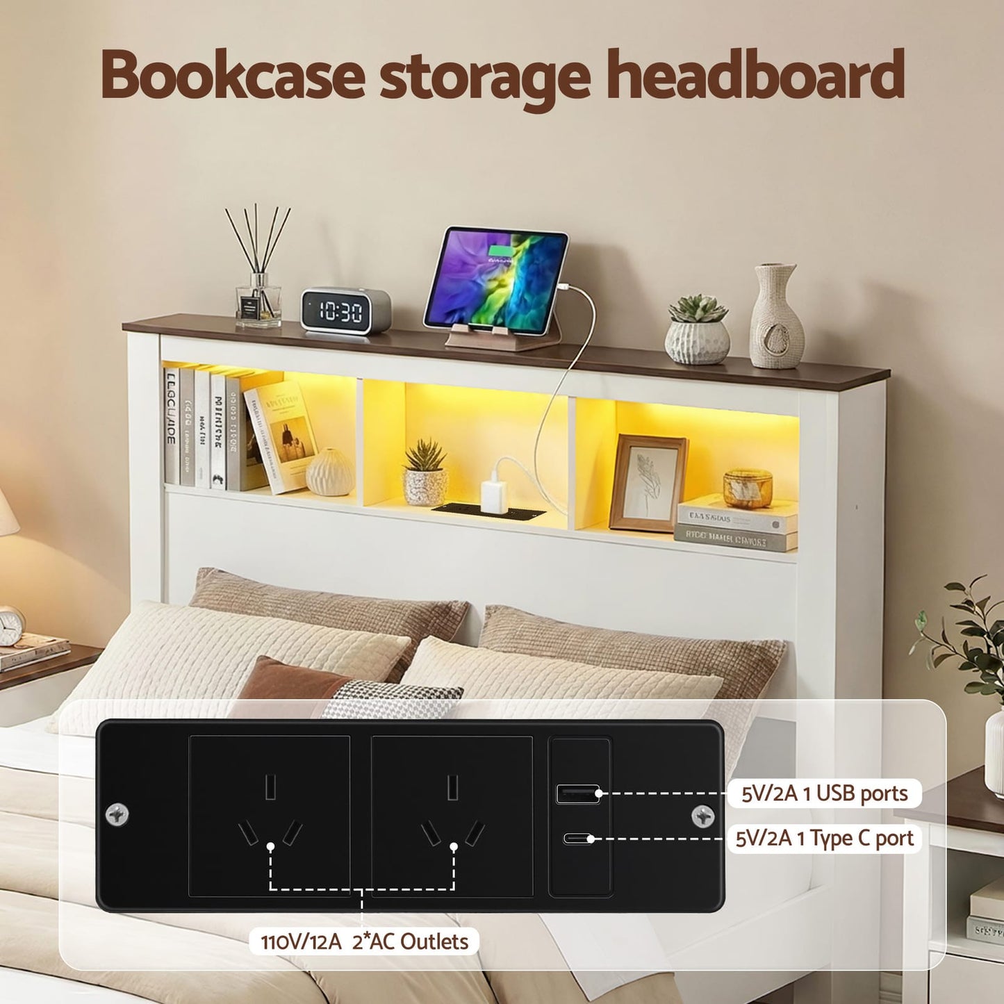 Queen Bed Frame Storage 225x158x120cm