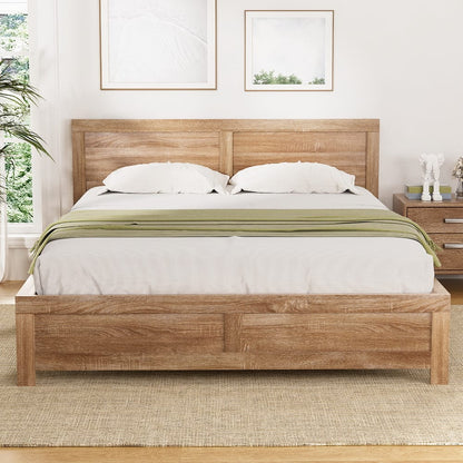 Double Bed Frame Wooden Modern 152x195x90cm