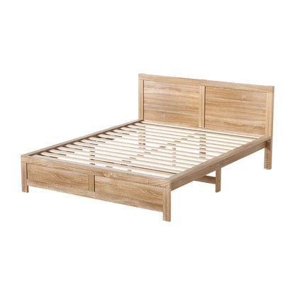Double Bed Frame Wooden Modern 152x195x90cm