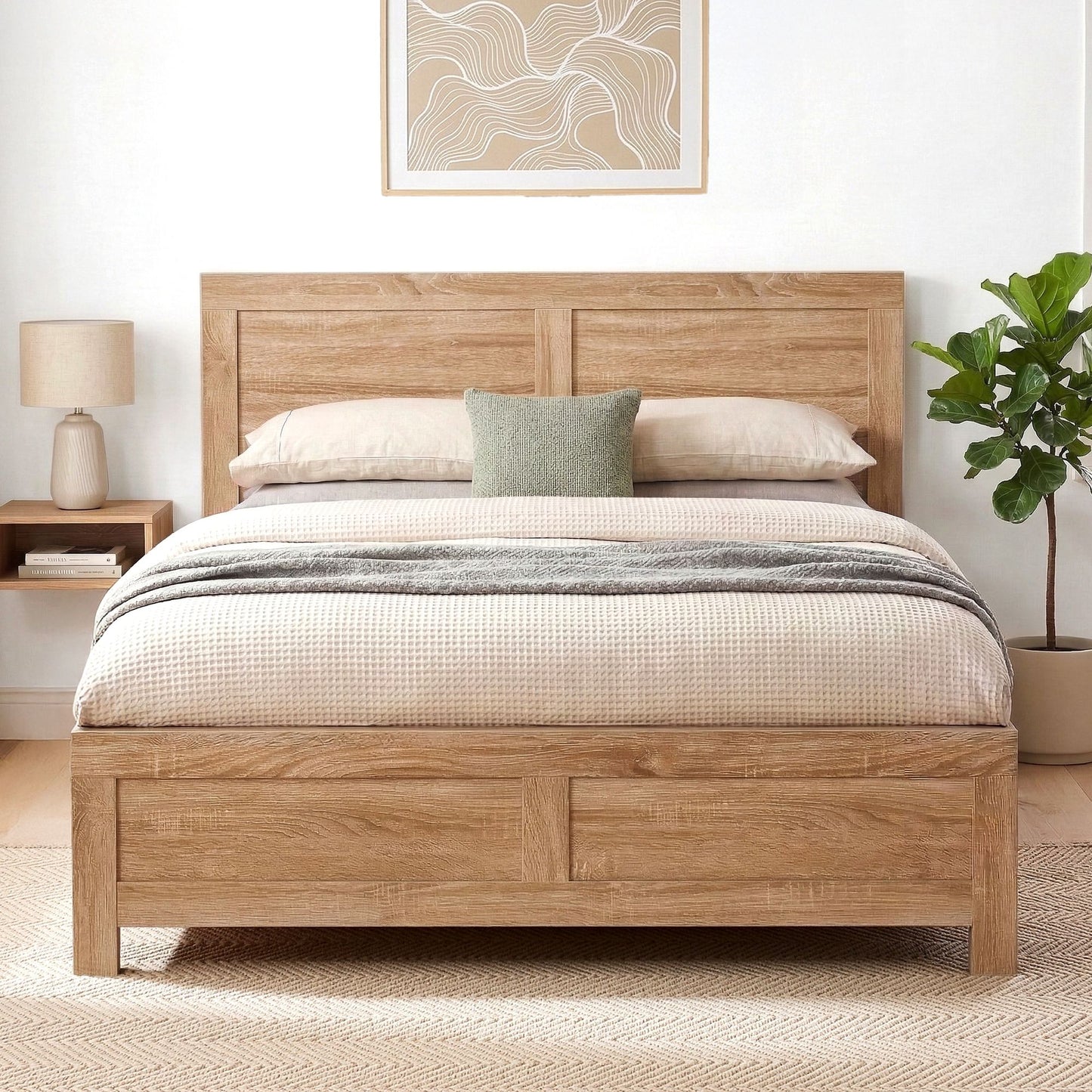 Single Bed Frame Wooden Walnut Finish | HomeAndLiving