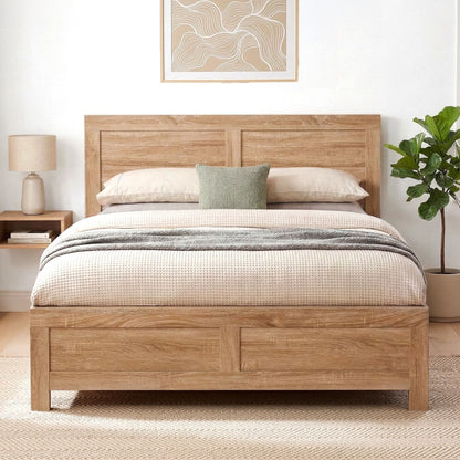 Single Bed Frame Wooden Walnut Finish | HomeAndLiving