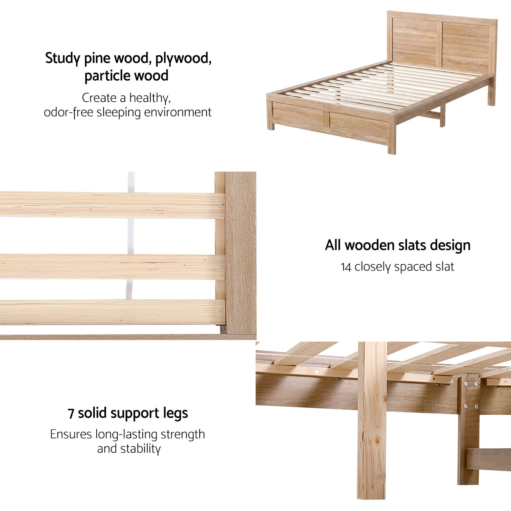 Single Bed Frame Wooden Walnut Finish | HomeAndLiving - 6