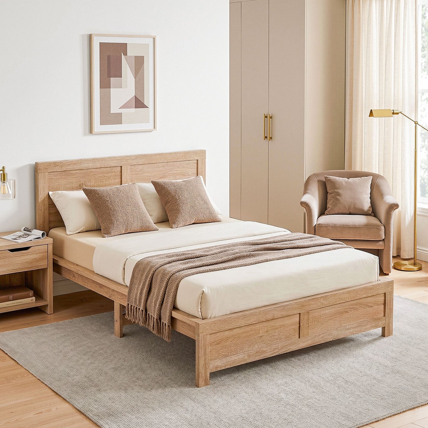 Single Bed Frame Wooden Walnut Finish | HomeAndLiving - 7