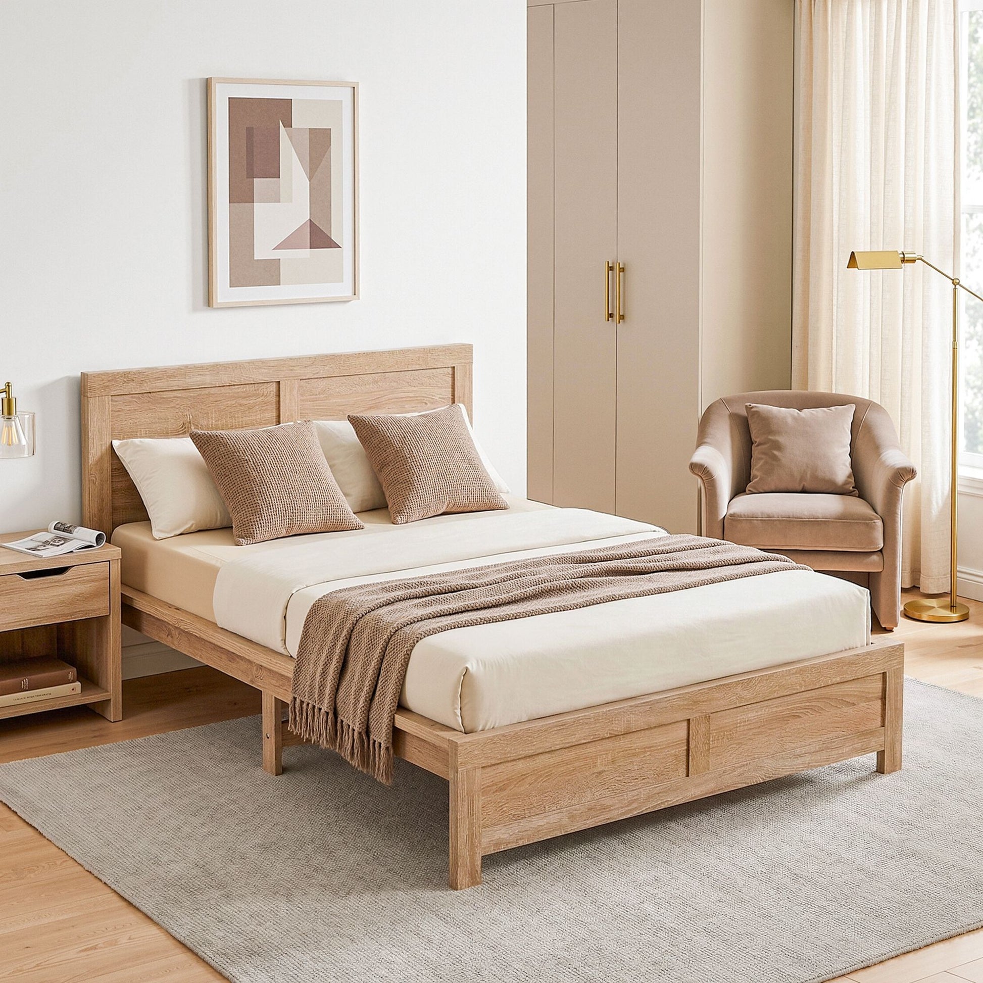 Single Bed Frame Wooden Walnut Finish | HomeAndLiving - 7