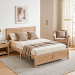 Single Bed Frame Wooden Walnut Finish | HomeAndLiving