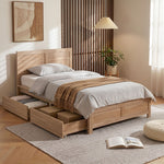 Single Bed Frame 2 Drawers Walnut Wooden | HomeAndLiving