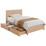 Single Bed Frame 2 Drawers Walnut Wooden | HomeAndLiving