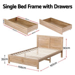 Single Bed Frame 2 Drawers Walnut Wooden | HomeAndLiving