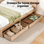 Single Bed Frame 2 Drawers Walnut Wooden | HomeAndLiving