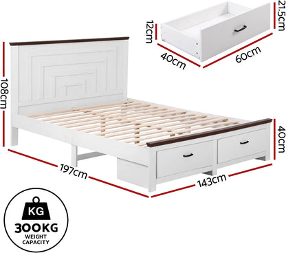 Double Bed Frame Set White 197x143x108cm